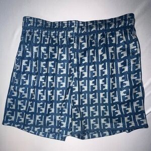 Bravest Studios x FENDI FF All Over Print Athletic Mesh Shorts Green & Cream/Tan